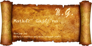 Matkó Gajána névjegykártya